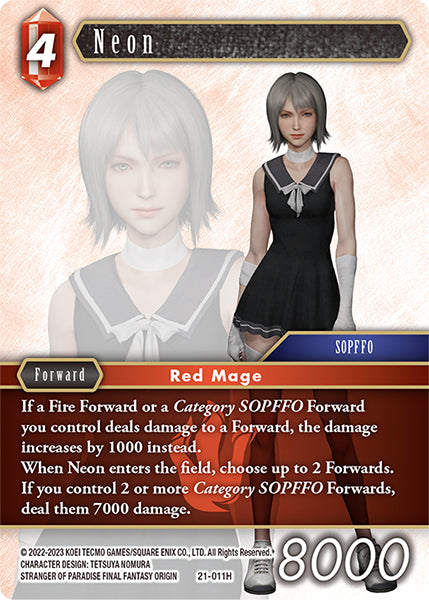 (011) Final Fantasy TCG Beyond Destiny Single: Neon (21-011) Holo Hero