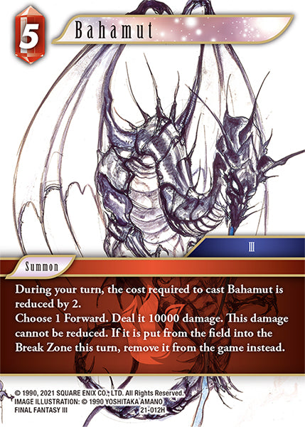 (012) Final Fantasy TCG Beyond Destiny Single: Bahamut (21-012) Holo Hero