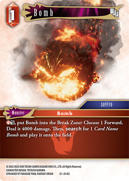 (014) Final Fantasy TCG Beyond Destiny Single: Bomb (21-014) Holo Common