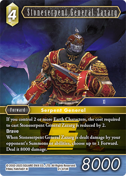 (073) Final Fantasy TCG Beyond Destiny Single: Stoneserpent General Zazarg (21-073) Holo Rare