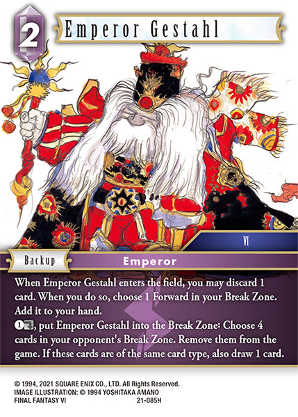 (085) Final Fantasy TCG Beyond Destiny Single: Emperor Gestahl (21-085) Holo Hero