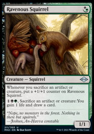(211) Magic The Gathering Modern Horizons 2 Single: Ravenous Squirrel Holo Uncommon