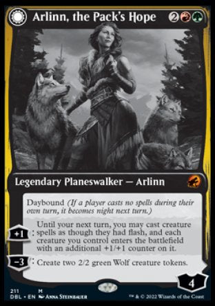 (211) Magic The Gathering Innistrad: Double Feature Single: Arlinn, the Pack's Hope // Arlinn, the Moon's Fury Holo Mythic
