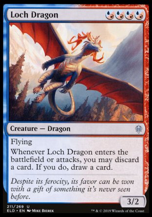 (211/269) Magic The Gathering Throne of Eldraine Single: Loch Dragon Holo Uncommon