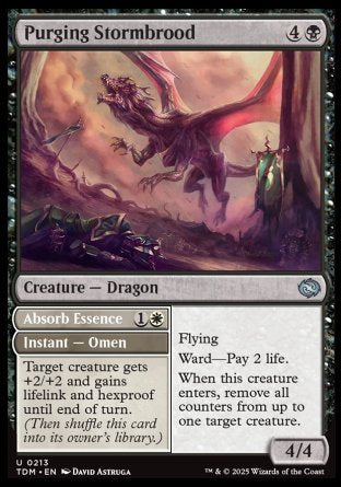 (213) Magic The Gathering Tarkir: Dragonstorm Single: Purging Stormbrood // Absorb Essence Holo Uncommon