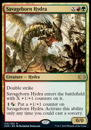 (215/332) Magic The Gathering Double Masters Single: Savageborn Hydra Holo Rare