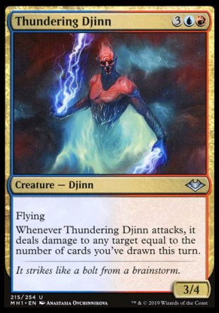 (215/254) Magic The Gathering Modern Horizons Single: Thundering Djinn Holo Uncommon
