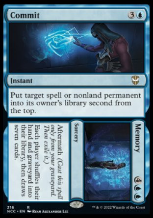(216) Magic The Gathering Commander: Streets of New Capenna Single: Commit // Memory  Rare