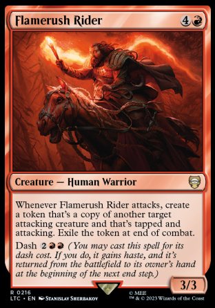 (216) Magic The Gathering Commander: The Lord of the Rings: Tales of Middle-earth Single: Flamerush Rider  Rare