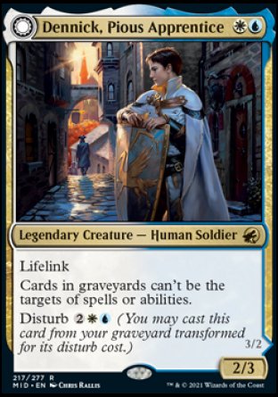(217) Magic The Gathering Innistrad: Midnight Hunt Single: Dennick, Pious Apprentice // Dennick, Pious Apparition  Rare