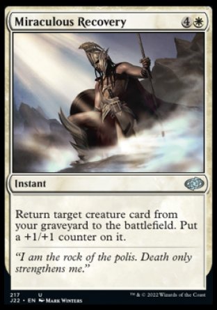 (217) Magic The Gathering Jumpstart 2022 Single: Miraculous Recovery  Uncommon