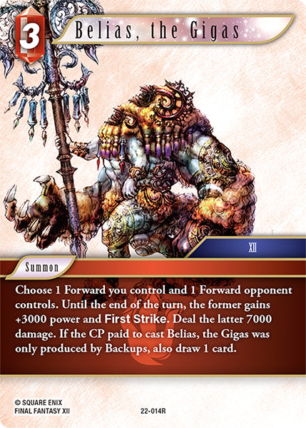(014) Final Fantasy TCG Hidden Hope Single: Belias, the Gigas (22-014)  Rare