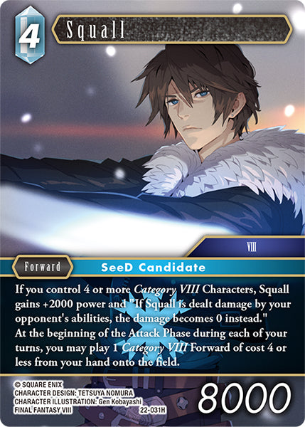 (031) Final Fantasy TCG Hidden Hope Single: Squall(22-031) (V.1) Holo Hero