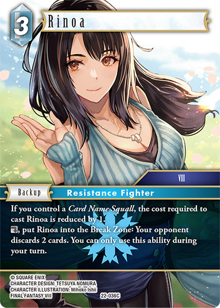 (036) Final Fantasy TCG Hidden Hope Single: Rinoa (22-036)  Common