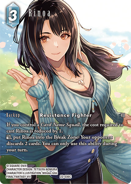(036) Final Fantasy TCG Hidden Hope Single: Rinoa (22-036) (V.2) Holo Common