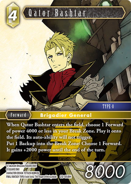 (058) Final Fantasy TCG Hidden Hope Single: Qator Bashtar (22-058) Holo Hero