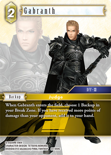(059) Final Fantasy TCG Hidden Hope Single: Gabranth (22-059)  Common