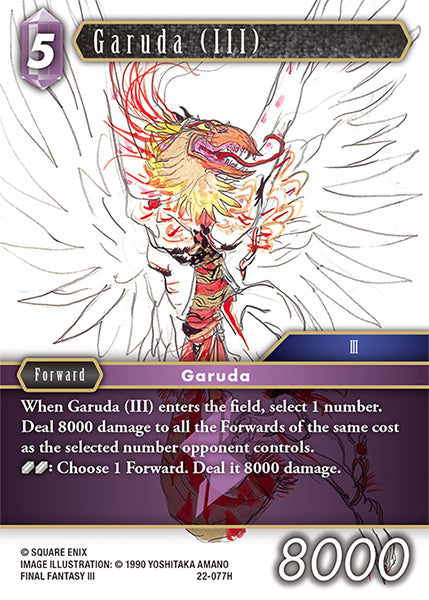 (077) Final Fantasy TCG Hidden Hope Single: Garuda (III) (22-077) Holo Hero