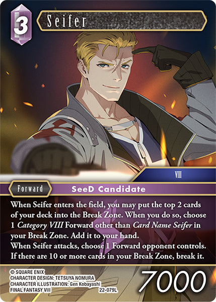 (079) Final Fantasy TCG Hidden Hope Single: Seifer (22-079) (V.1) Holo Legend