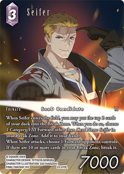 (079) Final Fantasy TCG Hidden Hope Single: Seifer (22-079) (V.2) Holo Legend