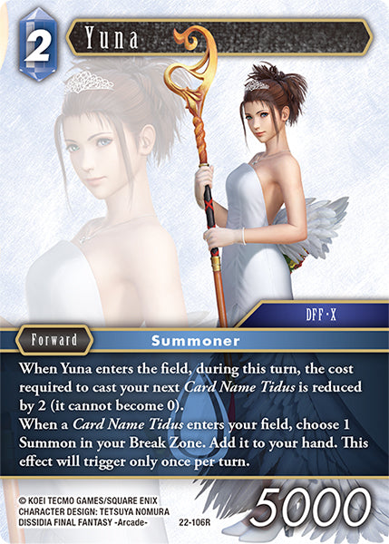 (106) Final Fantasy TCG Hidden Hope Single: Yuna (22-106) Holo Rare