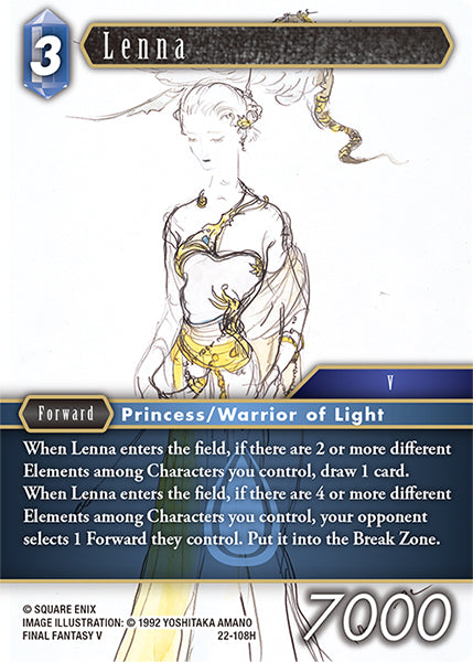 (108) Final Fantasy TCG Hidden Hope Single: Lenna (22-108) Holo Hero