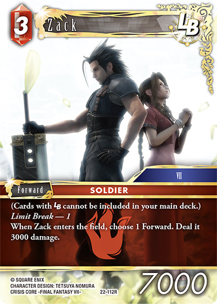 (112) Final Fantasy TCG Hidden Hope Single: Zack (22-112) Holo Rare