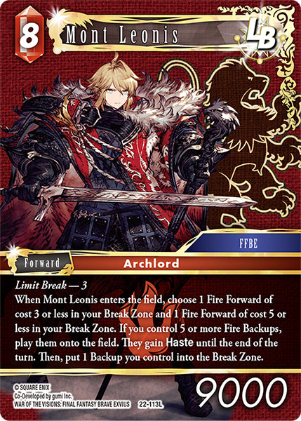 (113) Final Fantasy TCG Hidden Hope Single: Mont Leonis (22-113) Holo Legend