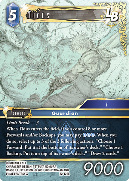 (122) Final Fantasy TCG Hidden Hope Single: Tidus (22-122) Holo Legend