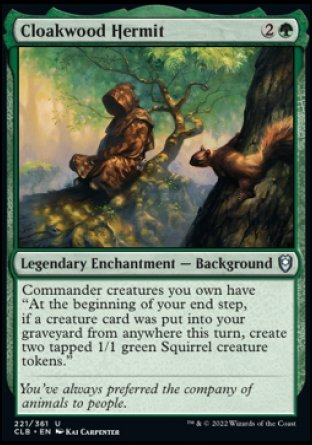 (221) Magic The Gathering Commander Legends: Battle for Baldur's Gate Single: Cloakwood Hermit Holo Uncommon