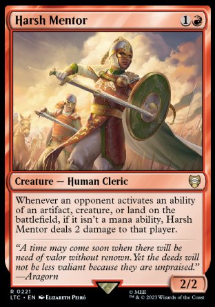 (221) Magic The Gathering Commander: The Lord of the Rings: Tales of Middle-earth Single: Harsh Mentor  Rare
