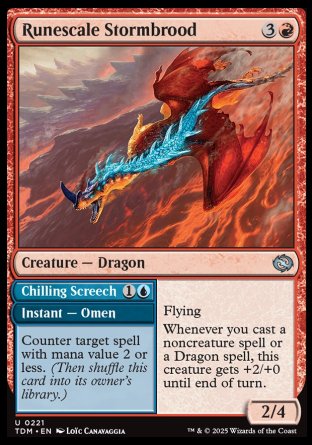 (221) Magic The Gathering Tarkir: Dragonstorm Single: Runescale Stormbrood // Chilling Screech  Uncommon
