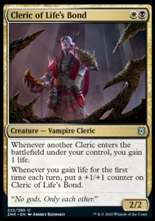 (222/280) Magic The Gathering Zendikar Rising Single: Cleric of Life's Bond Holo Uncommon