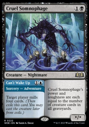 (222) Magic The Gathering Wilds of Eldraine Single: Cruel Somnophage // Can't Wake Up Holo Rare
