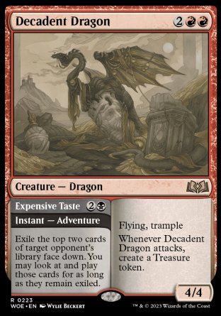 (223) Magic The Gathering Wilds of Eldraine Single: Decadent Dragon // Expensive Taste  Rare