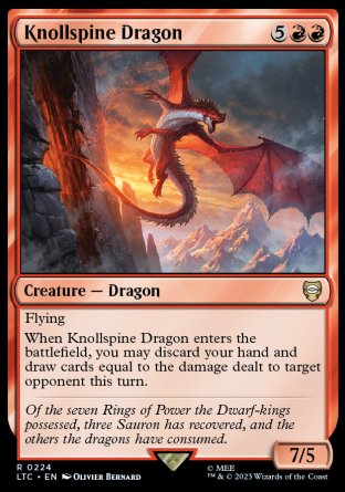 (224) Magic The Gathering Commander: The Lord of the Rings: Tales of Middle-earth Single: Knollspine Dragon  Rare