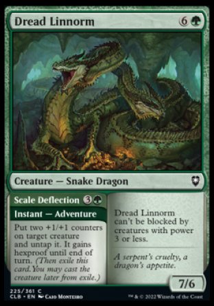 (225) Magic The Gathering Commander Legends: Battle for Baldur's Gate Single: Dread Linnorm // Scale Deflection  Common