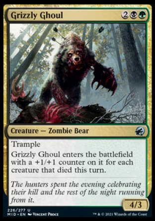 (226) Magic The Gathering Innistrad: Midnight Hunt Single: Grizzly Ghoul Holo Uncommon
