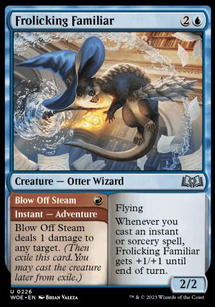 (226) Magic The Gathering Wilds of Eldraine Single: Frolicking Familiar // Blow Off Steam Holo Uncommon
