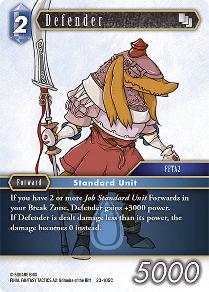 (105) Final Fantasy TCG Hidden Trials Single: Defender (23-105) Holo Common