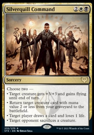 (232) Magic The Gathering Strixhaven: School of Mages Single: Silverquill Command Holo Rare