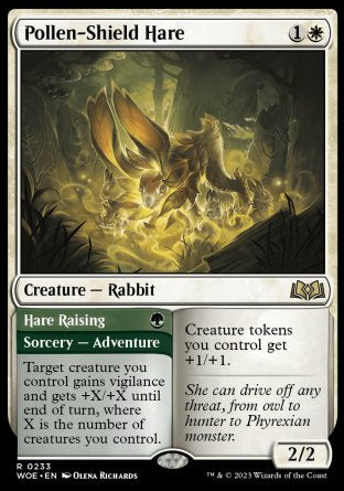 (233) Magic The Gathering Wilds of Eldraine Single: Pollen-Shield Hare // Hare Raising Holo Rare