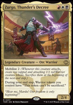 (237) Magic The Gathering Tarkir: Dragonstorm: Promos Single: Zurgo, Thunder's Decree (V.1)  Holo Rare