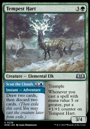 (238) Magic The Gathering Wilds of Eldraine Single: Tempest Hart // Scan the Clouds Holo Uncommon