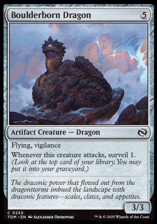 (239) Magic The Gathering Tarkir: Dragonstorm Single: Boulderborn Dragon Holo Common