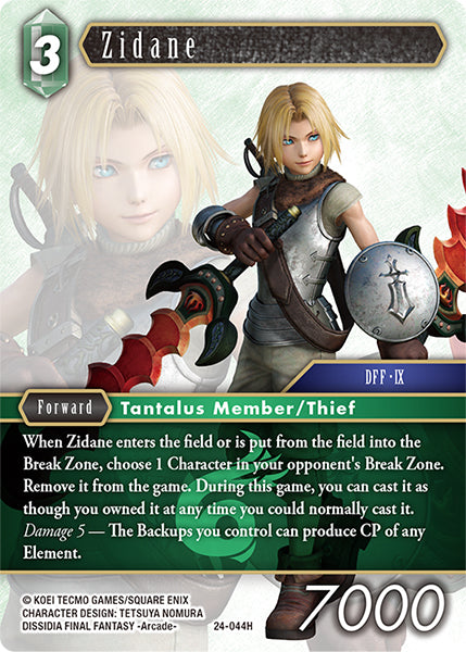 (044) Final Fantasy TCG Hidden Legends Single: Zidane (24-044) Holo Hero