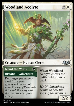 (241) Magic The Gathering Wilds of Eldraine Single: Woodland Acolyte // Mend the Wilds  Uncommon