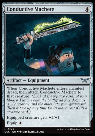 (244) Magic The Gathering Duskmourn: House of Horror Single: Conductive Machete Holo Uncommon