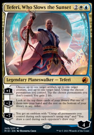 (245) Magic The Gathering Innistrad: Midnight Hunt Single: Teferi, Who Slows the Sunset Holo Mythic