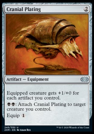(245/332) Magic The Gathering Double Masters Single: Cranial Plating Holo Uncommon